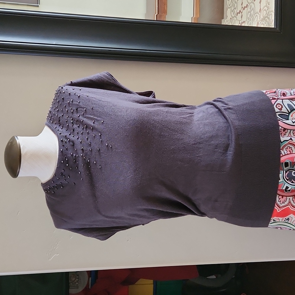 H&M Vintage Sweater Beaded Neck Top